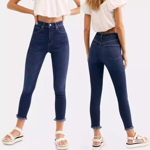 Free People NWT We the Free Raw Hem High-Rise Denim Jegging Deep Indigo 26 $98